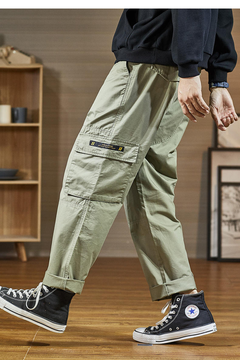 唐狮2020秋新款直筒工装裤男潮牌男士休闲长裤黑色裤子男韩版潮流