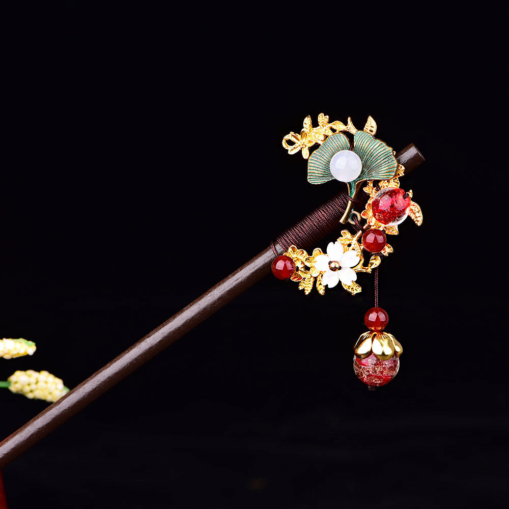 买二送一复古风发簪头饰步摇女古装盘发簪子古代汉服旗袍饰品配饰绿色