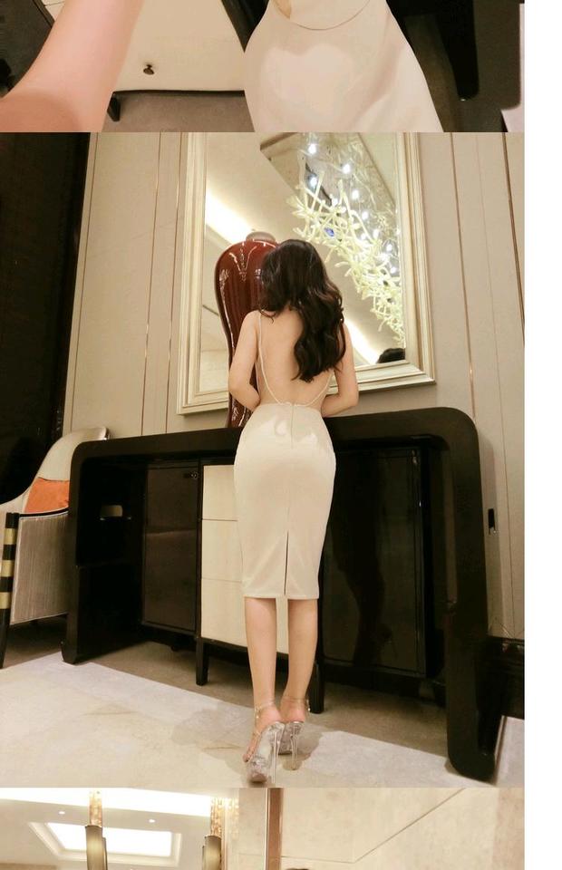 孜牧仙女性感大露背收腰夜店性感吊带文艺包臀中长显瘦淑女桑拿连衣裙