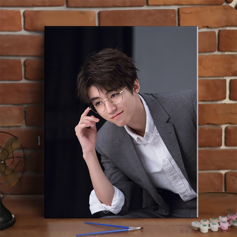 艾姿莉(aizili) 压油画王俊凯数字填色油彩画卧室手绘装饰画