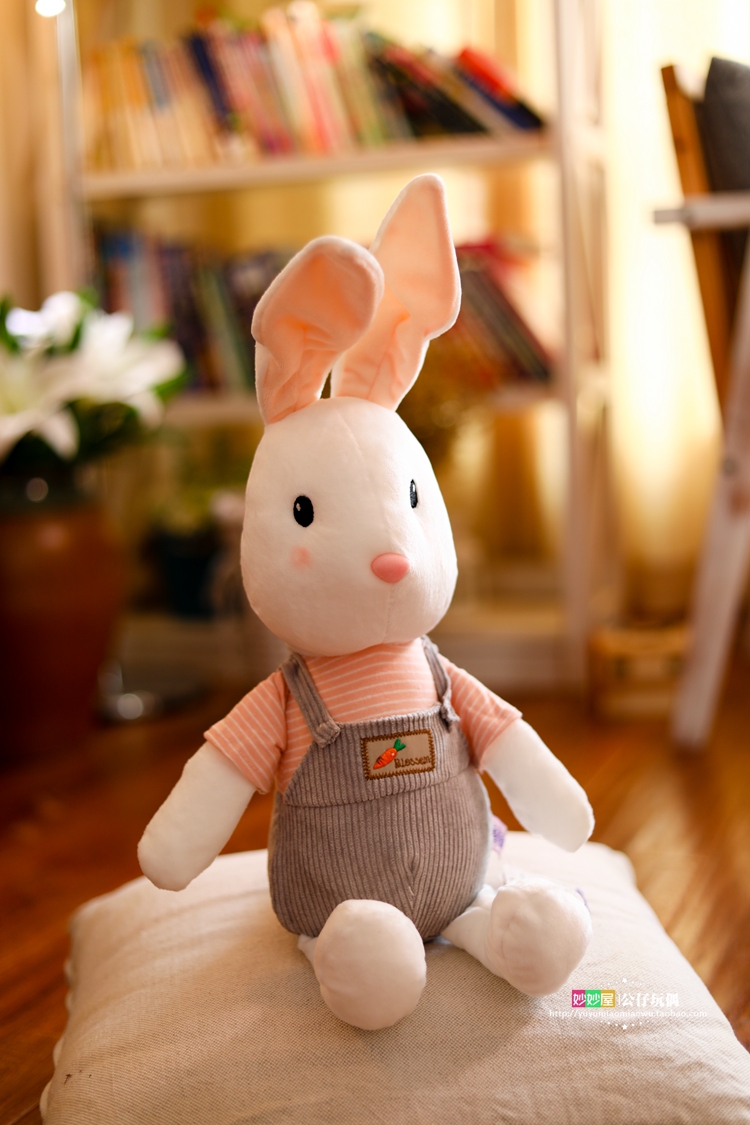 《背带裤兔子毛绒玩具布娃娃抱枕可爱小白兔公仔玩偶儿童女生日礼物 