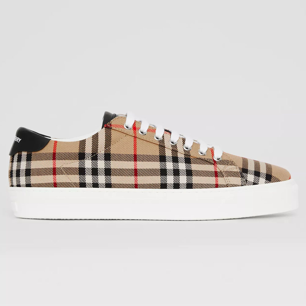 burberry博柏利巴宝莉男士生物基鞋底格纹拼皮革运动鞋80381851