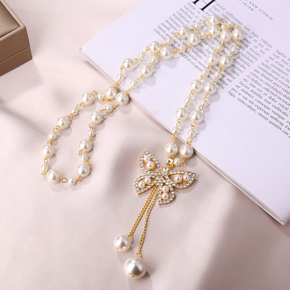 2020新款韩国珍珠毛衣链女时尚气质长款项链挂件网戏装饰品高级感钥匙