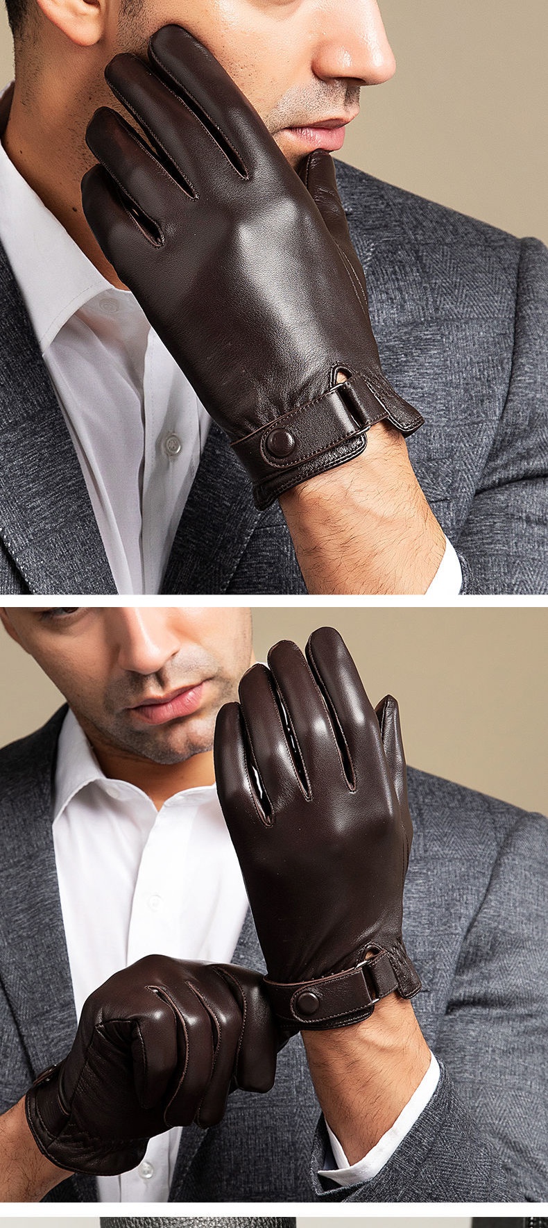 真皮手套男士冬季保暖皮手套骑行摩托车开车薄款加绒加厚皮手套