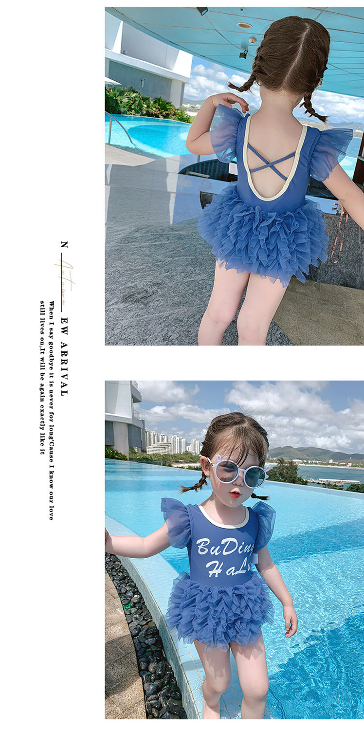 夏季儿童泳装中小童宝宝洋气泳衣女童连体游泳衣小女孩网纱韩莎丞sha