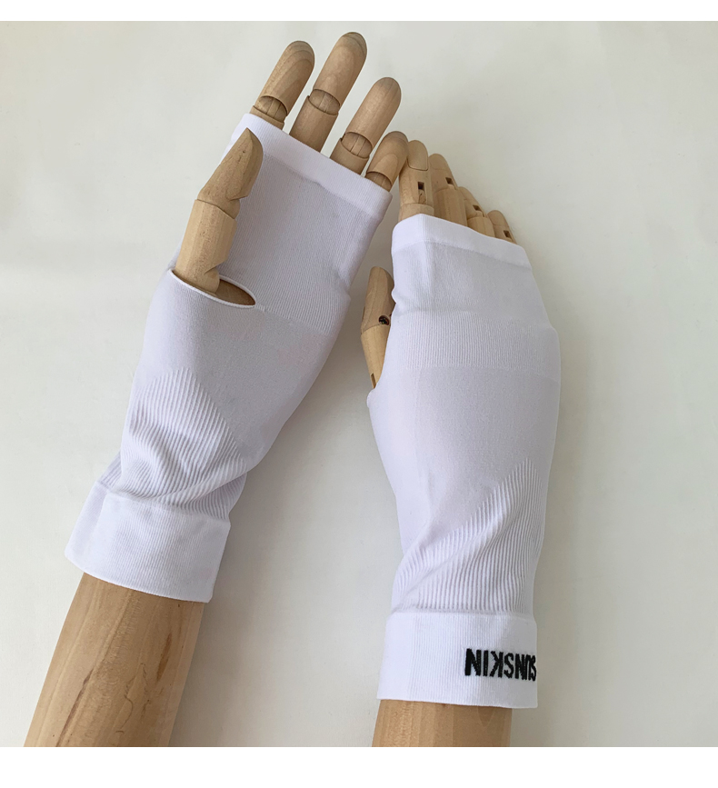 new lake短款冰丝半指防晒手套袖套女骑行开车运动夏出游字母冰袖百搭