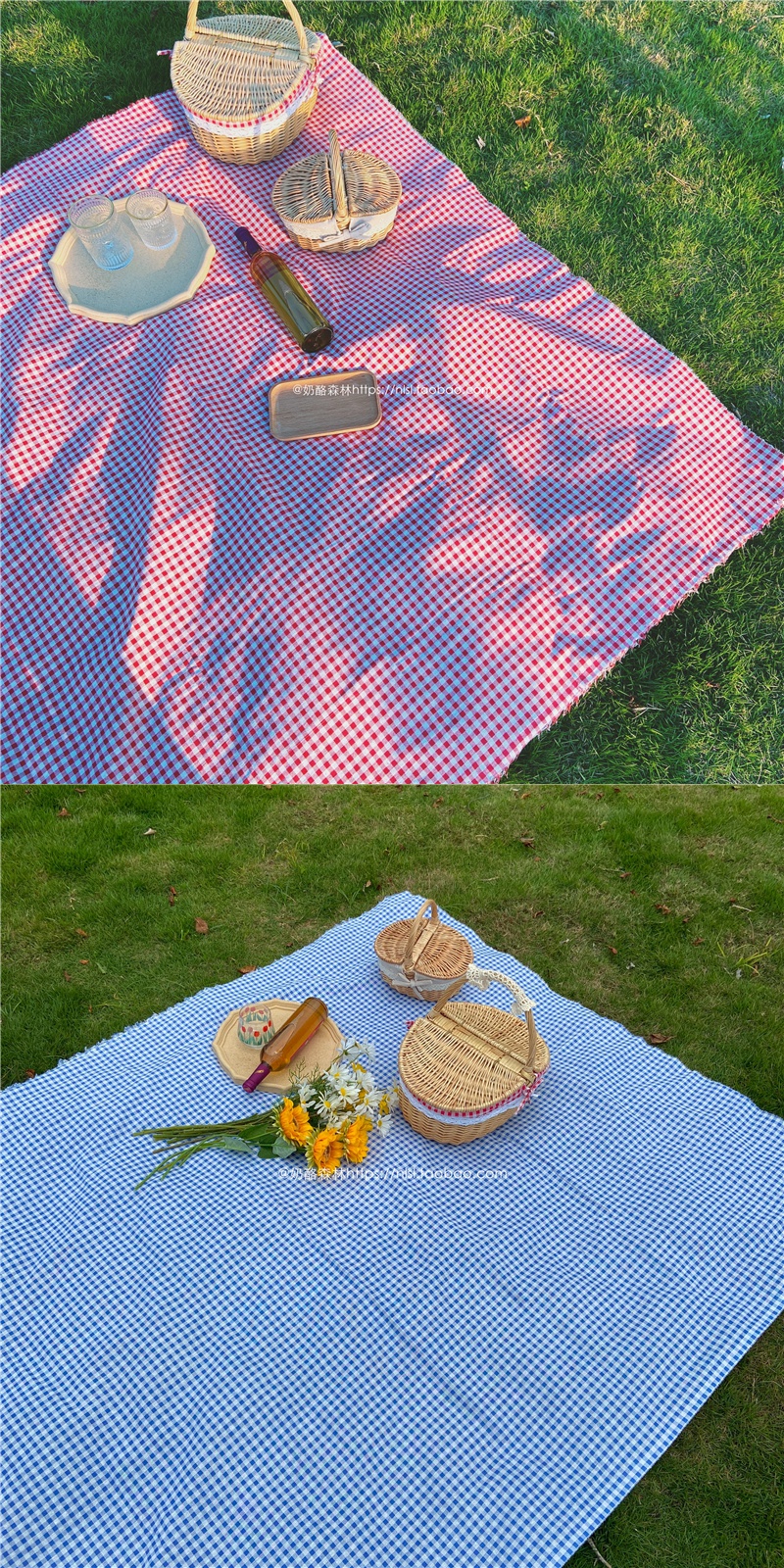 舒适主义(shushizhuyi)餐桌布艺 红色格子 野餐布桌布 棉麻材质风野餐