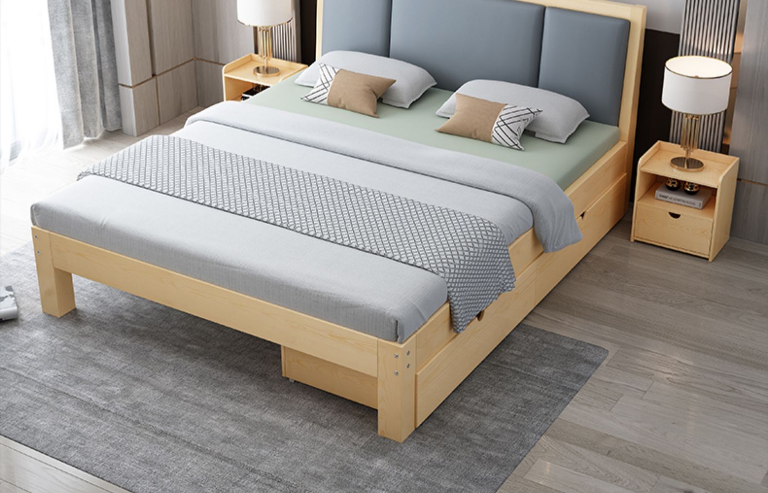 5米松木双人床1.8米经济型现代简约出租房简易1.2m单人床