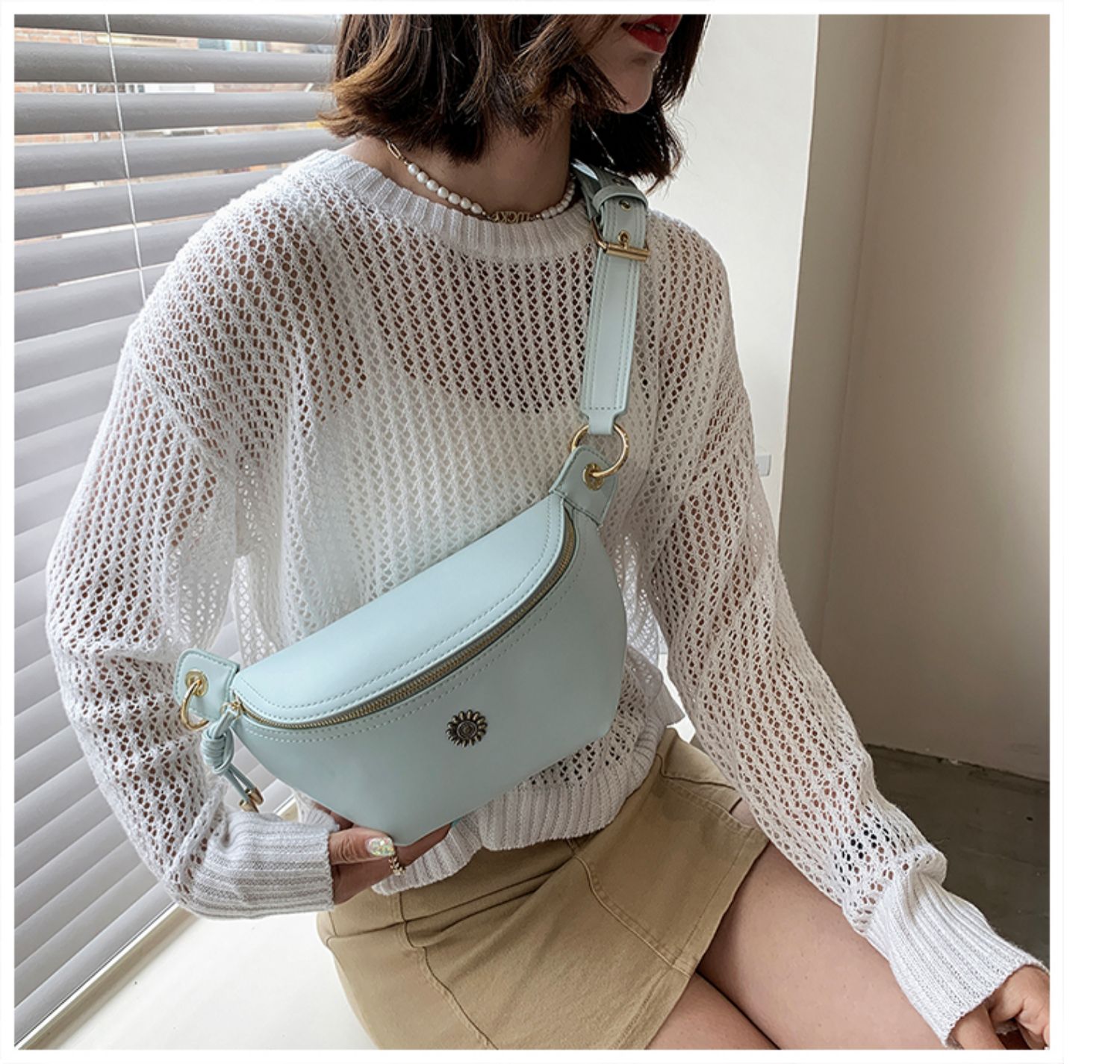 fenghou胸包女斜挎包夏季 女士腰包包2021新款胸前包小百搭马鞍包饺子