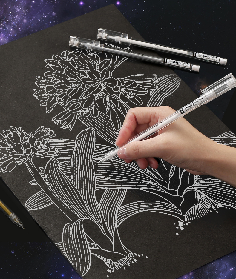 高光画画笔美术学生手绘画笔白色油漆笔记号笔勾线笔不掉色防水动漫