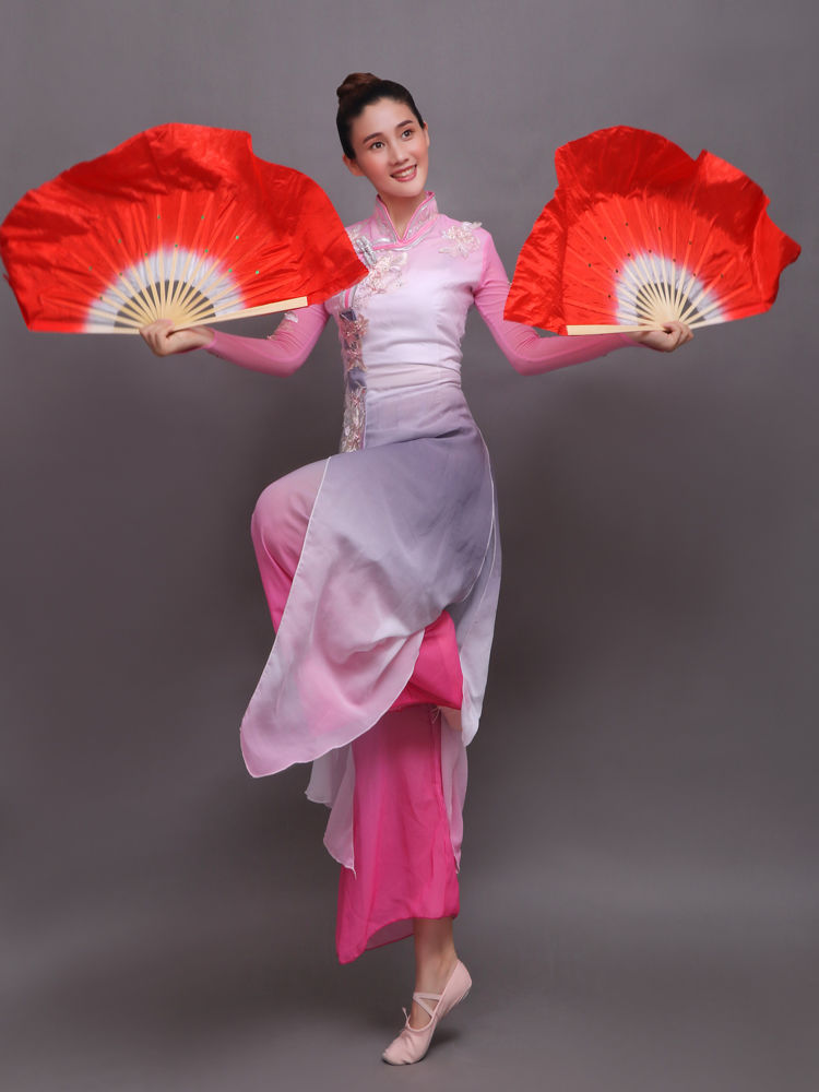 《扇子广场舞秧歌扇成人儿童表演扇双面渐变色大扇子舞蹈扇子跳舞扇