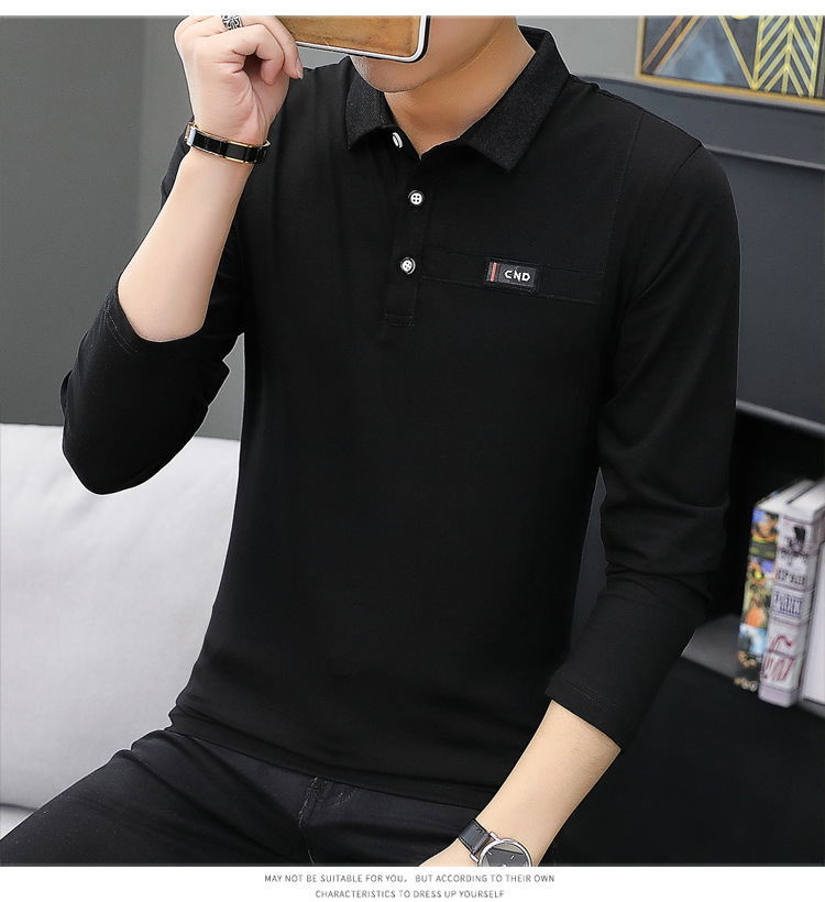 梵克公牛(fankebull)男士t恤 梵克公牛深色暗色系长袖男式t恤翻领休闲