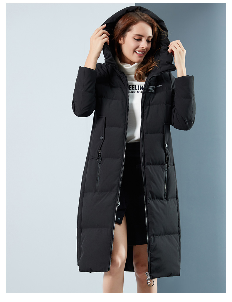 坦博尔羽绒服女长款连帽修身时尚2018秋冬新品保暖外套女tb18780