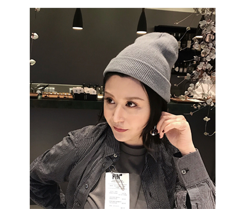 人气韩版圆顶头ins潮嘻哈卷边针织雅痞帽男女冷帽月子毛线地主帽墨斗