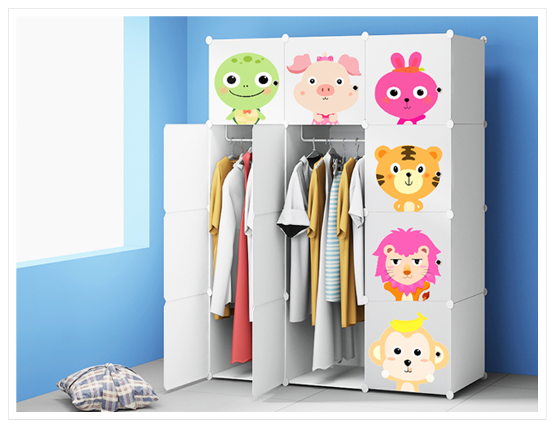 儿童衣橱卡通收纳柜婴儿玩具储物柜树脂组装折叠简易衣柜定制
