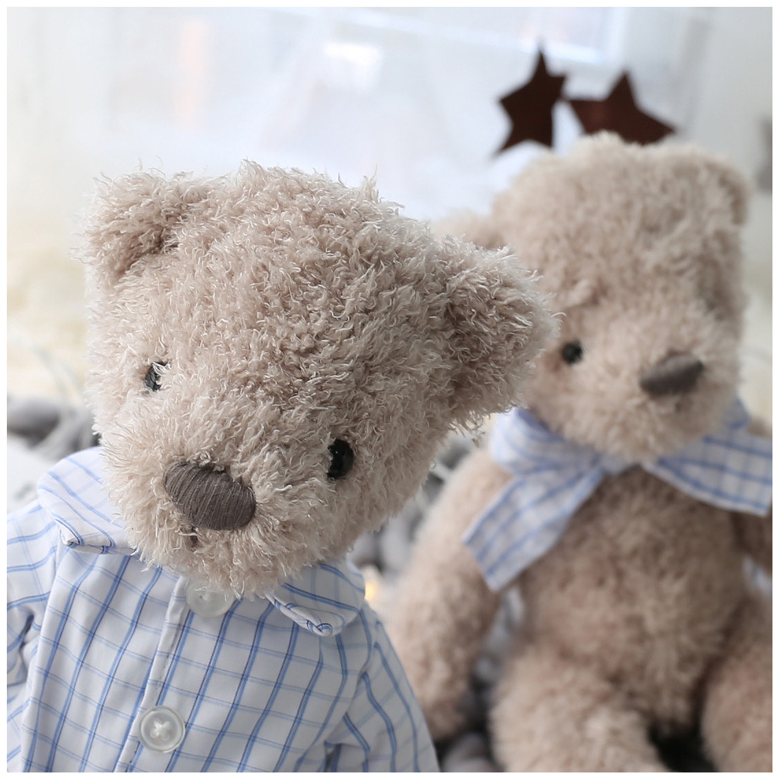 北欧ins穿衣熊毛绒玩偶英伦领结泰迪熊公仔格子衬衫小熊娃娃领结熊约3