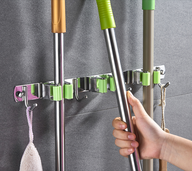 拖把挂钩免打孔粘钩墙壁挂拖把架拖布夹卫生间勾子放扫把收纳神器单个