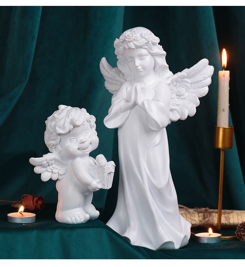 欧式艺术家居摆件装饰品生日礼物桌面摆设创意天使雕像树脂工艺品祈福