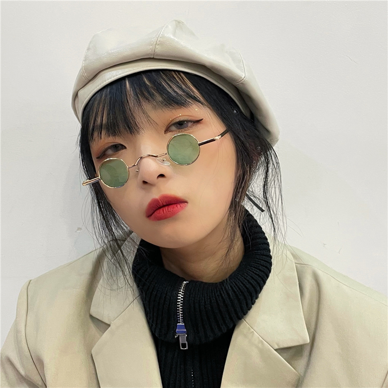 祥世恒吉超小框圆形复古墨镜男女款迷你小圆框太镜眼镜嘻哈太阳镜