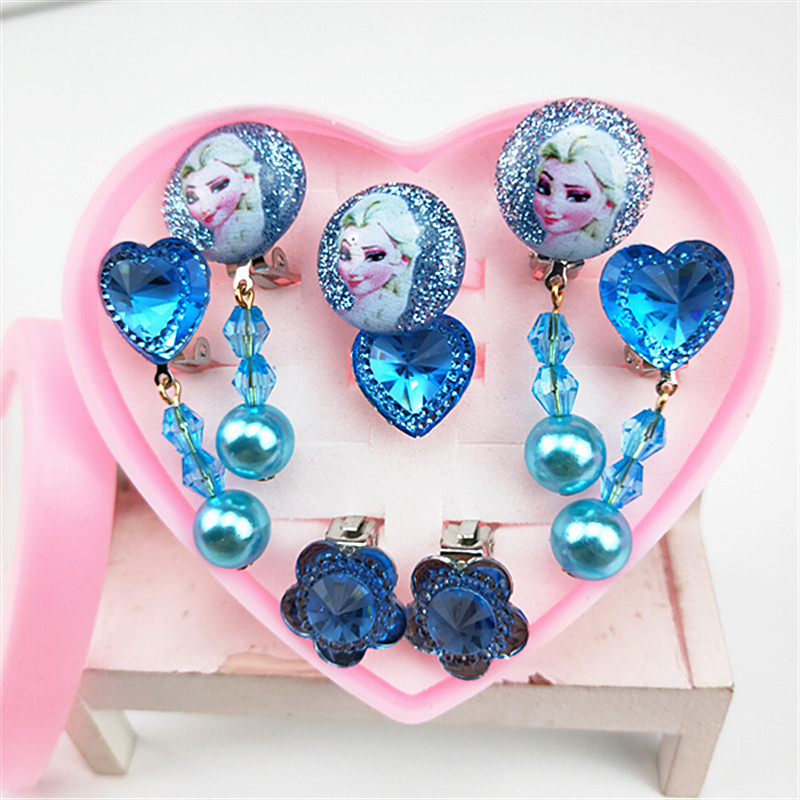 儿童耳环宝宝无耳洞耳坠公主不伤耳夹子可爱女童闪亮耳饰礼物玫kt流苏