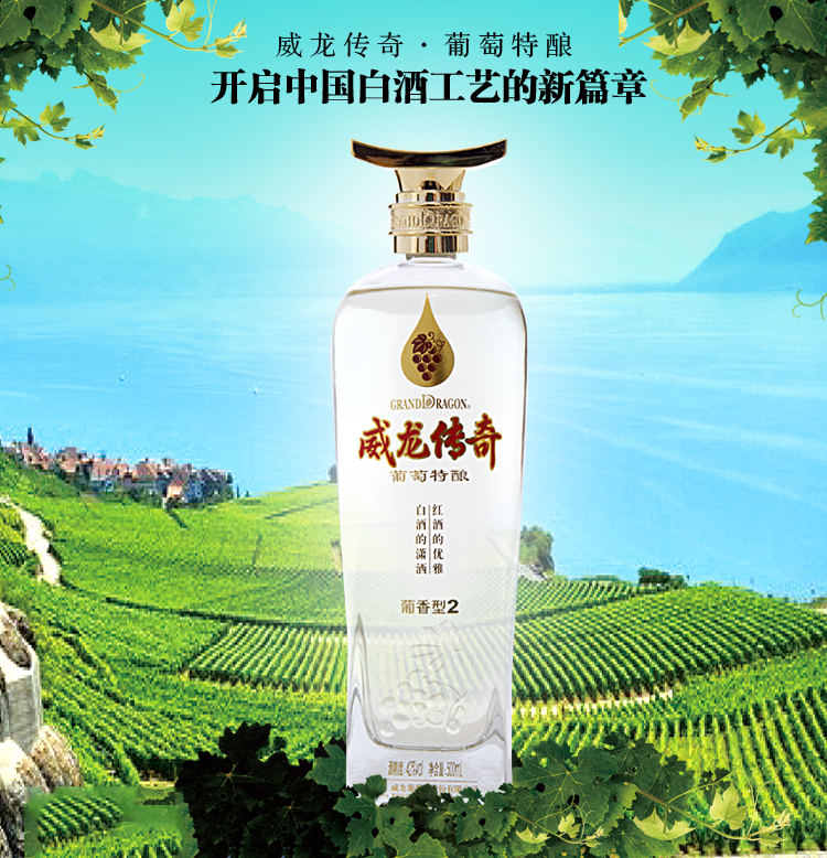【威龙葡萄酒 威龙传奇葡萄特酿葡香型2葡萄蒸馏酒42度500ml*6整箱