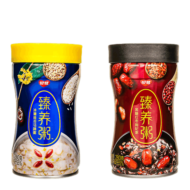 新品银鹭臻养粥八宝粥罐头冰糖桂花马蹄黑糖红枣枸杞280g12罐当天发货