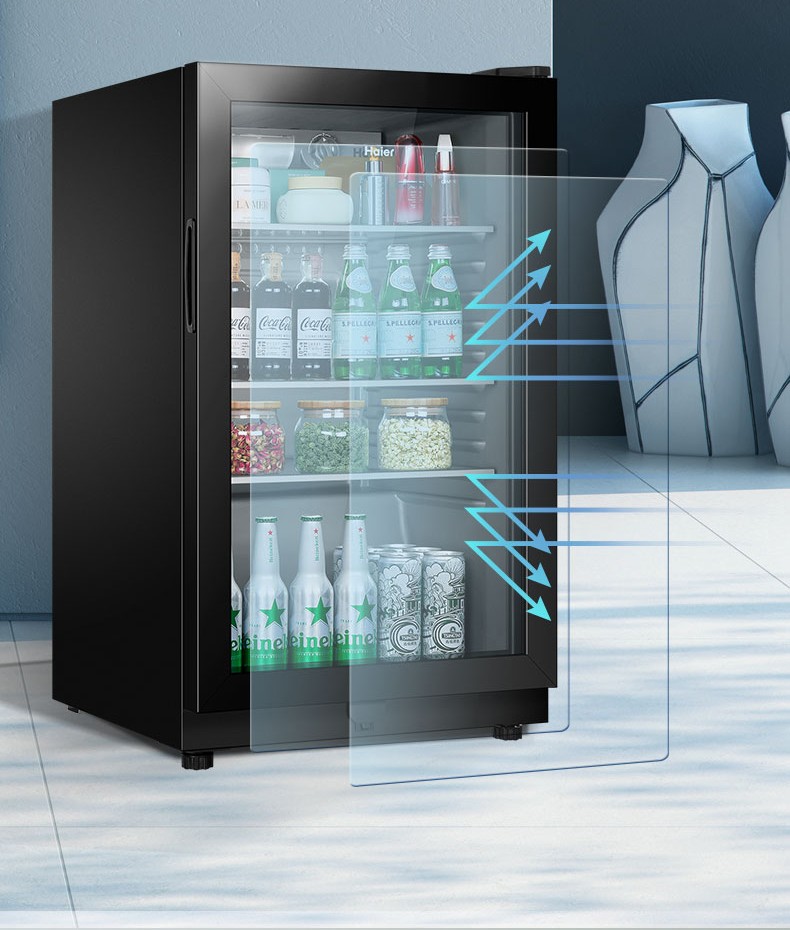 海尔冰吧冷藏冰柜家用单门办公室冰箱小型饮料柜化妆品透明玻璃门茶叶