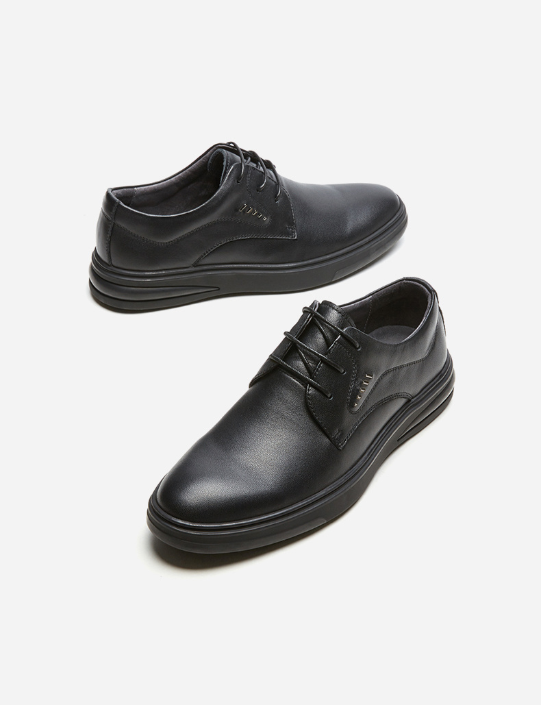 热风潮流时尚男士系带休闲皮鞋厚底正装鞋h44m9310