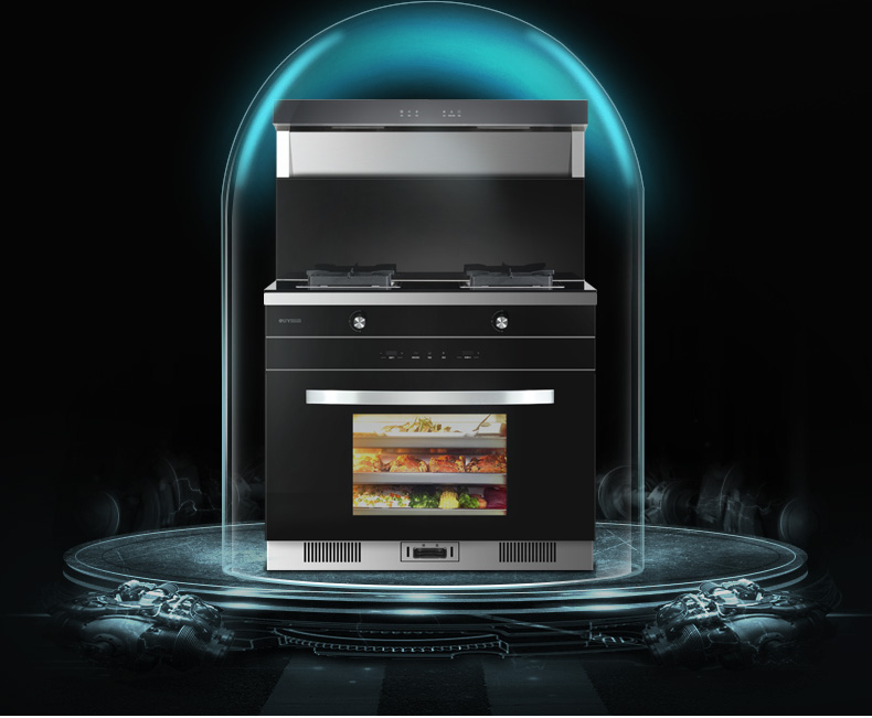 欧意ouyi集成灶一体灶蒸箱烤箱消毒柜自动清洗家用环保灶侧吸下排式