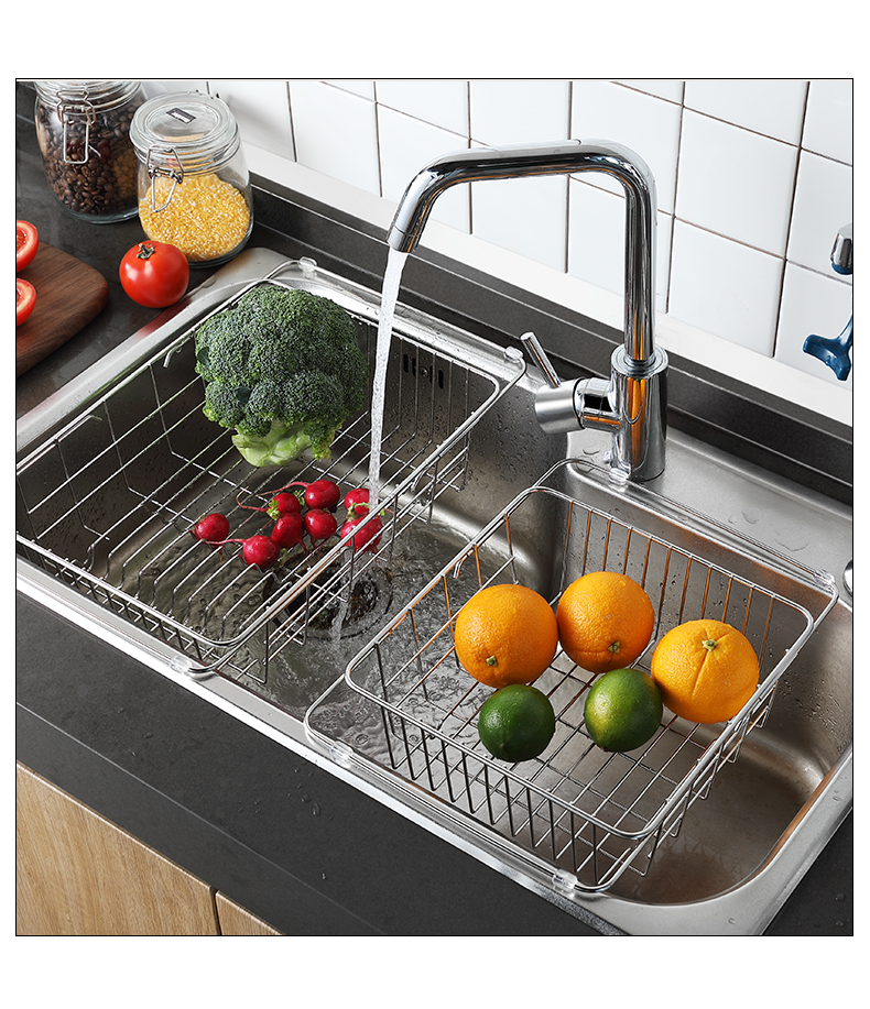洗碗池家用厨房水槽沥水置物架子沥水篮304不锈钢洗菜盆放收纳盒