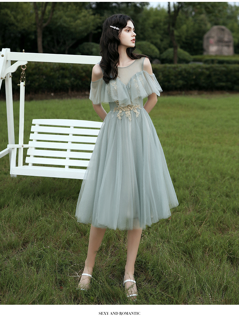 伴娘服2019新款秋冬季绿色仙气质婚礼宴会姐妹团礼服裙女演出长款