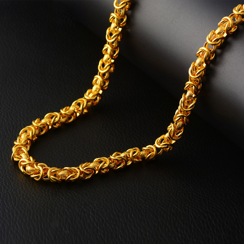 壹仟俩金方泰龙骨心型扣项链男士足金999首饰老板龙骨链项坠计价