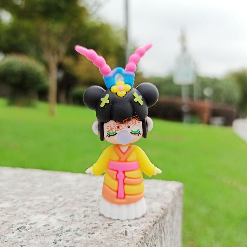 国潮盲盒古风女子网红鼻涕泡娃娃软胶公仔玩具摆件礼品钥匙扣人偶