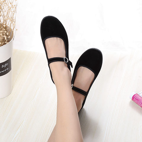 灿杨女士圆头单鞋p69932289581 [买一一/2双装]布鞋女单鞋黑色一字带