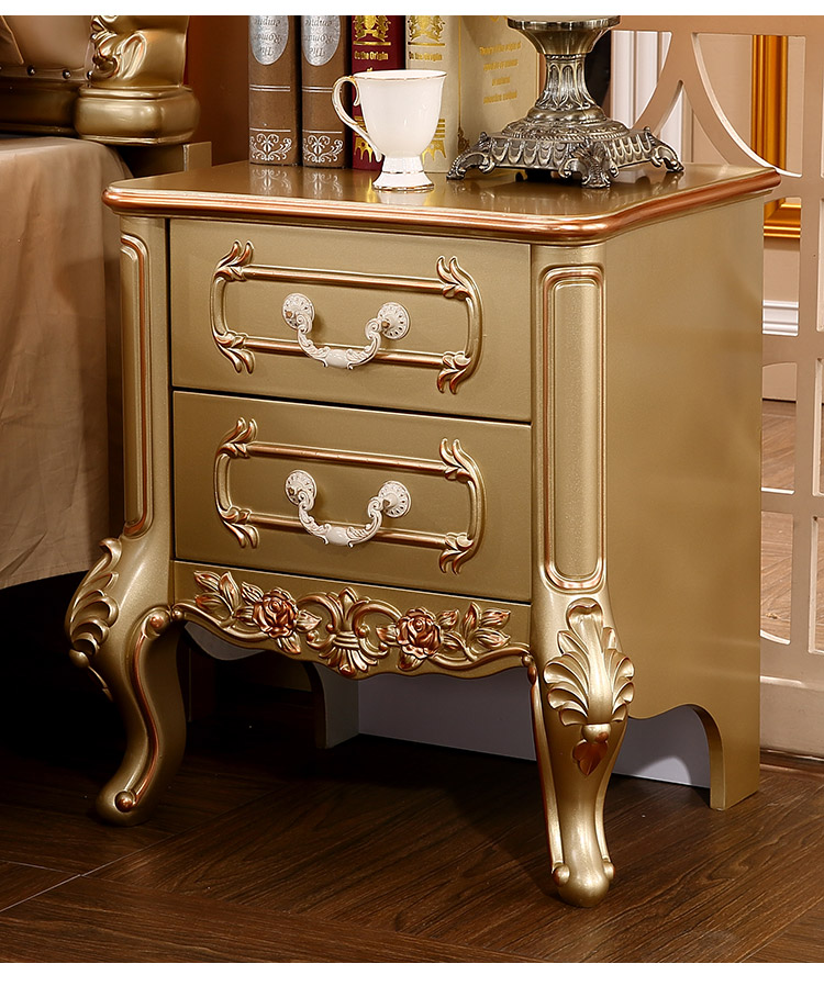 逸家伴侣床头柜1# 逸家伴侣欧式小柜子简欧香槟金色储物柜白色床头柜