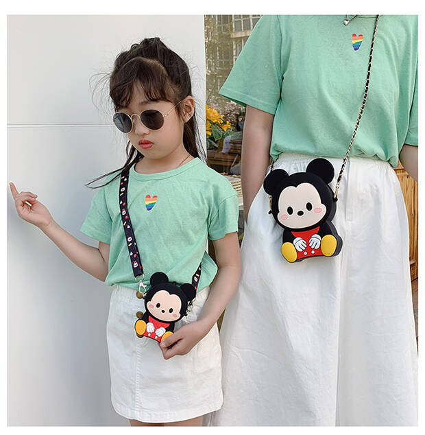 小孩包包可爱小挎包卡通小包儿童斜挎包时尚洋气哇胶小女孩公主包米奇