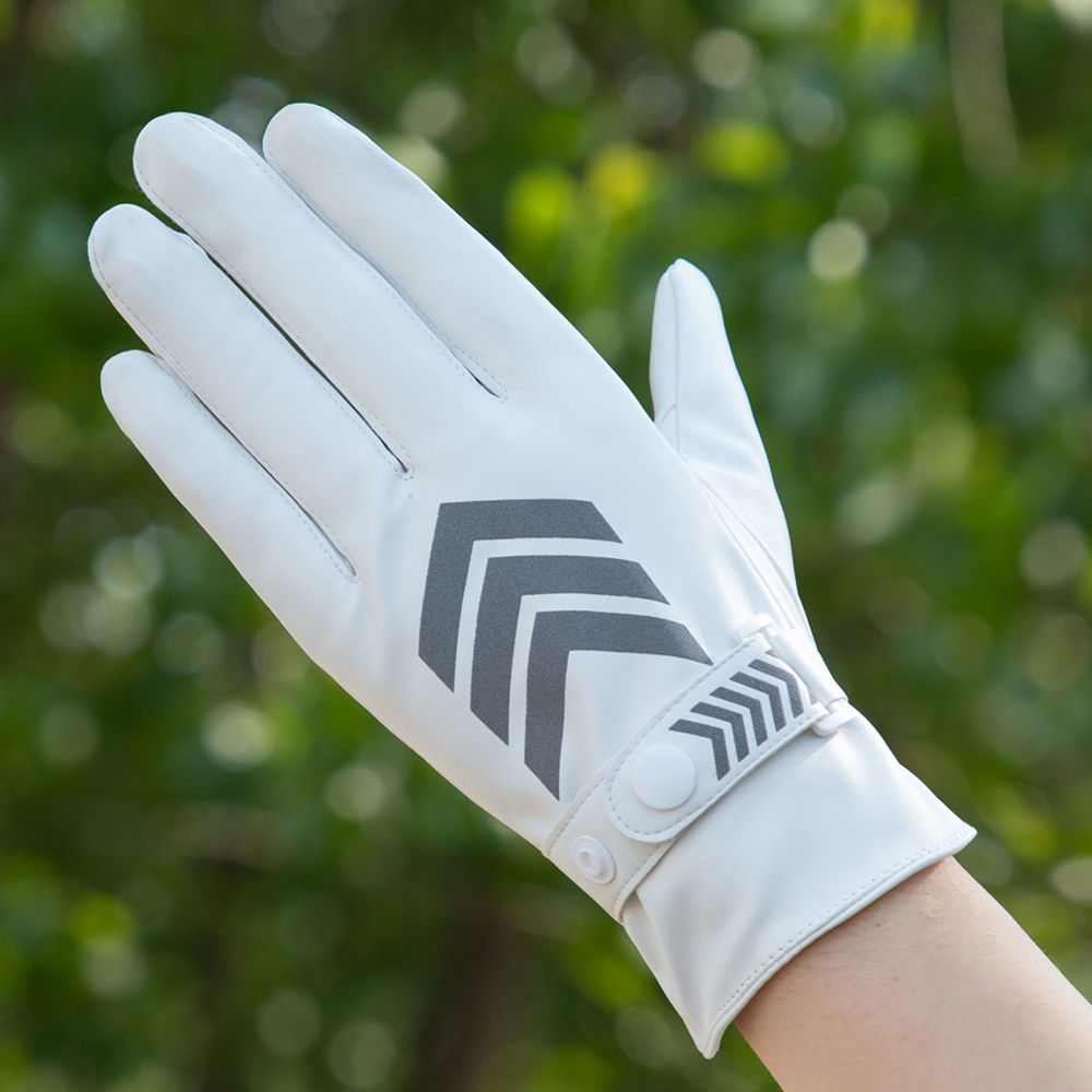 《箭头黑色 皮手套冬季保暖加绒执勤指挥反光男女通用骑行加厚抗寒