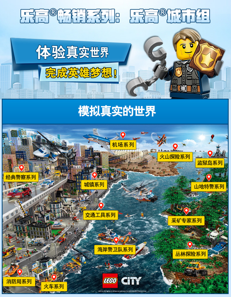 lego乐高城市系列城市消防局60215拼插积木收藏玩具509颗粒数
