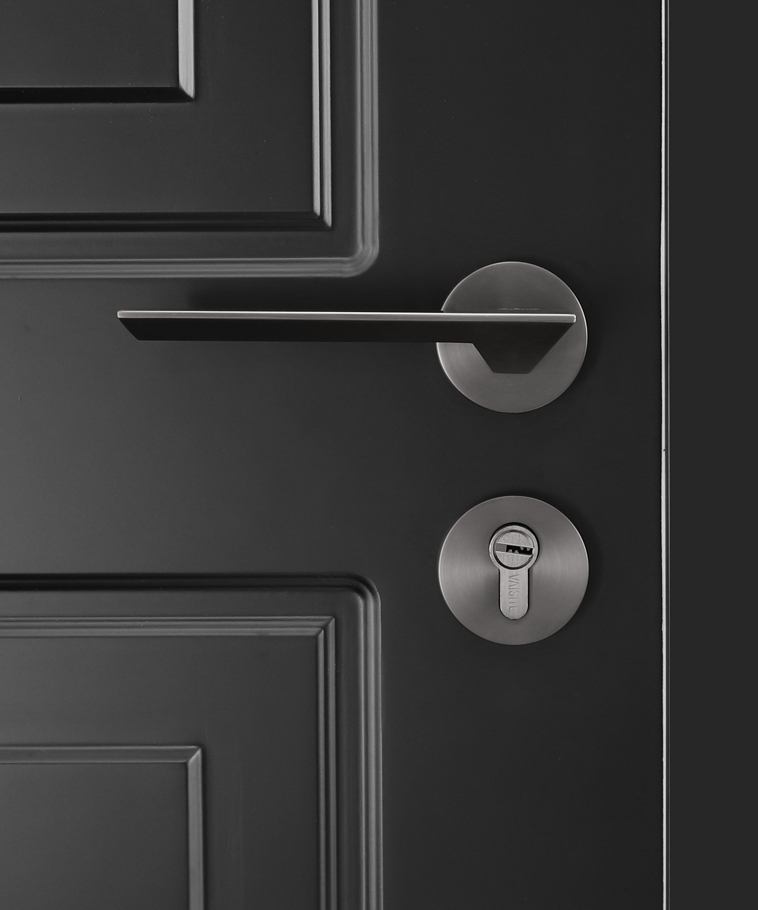 jing ping磁吸门锁室内黑色卧室门锁磁力分体锁家用简约木门把手