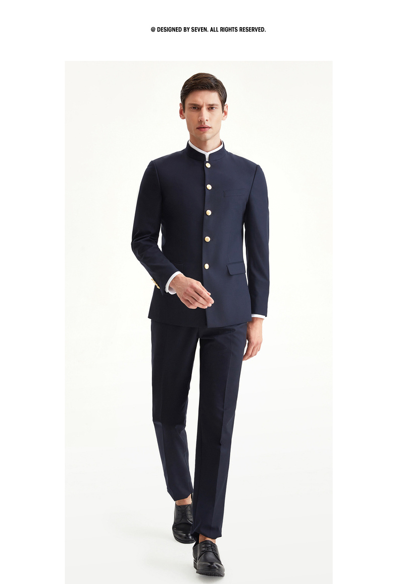 柒牌男装单西商务休闲西服秋冬时尚立领中山装男士正装外套【价格