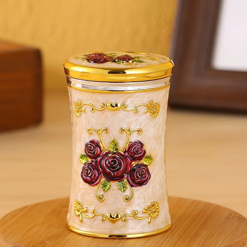 欧式旋转牙签盒家用创意简约小牙签筒餐厅客厅茶几时尚精美牙签罐