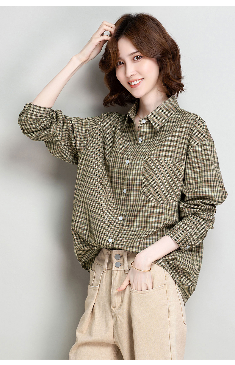 恒源祥女士衬衫2021春季新款复古长袖纯棉衬衣女上衣