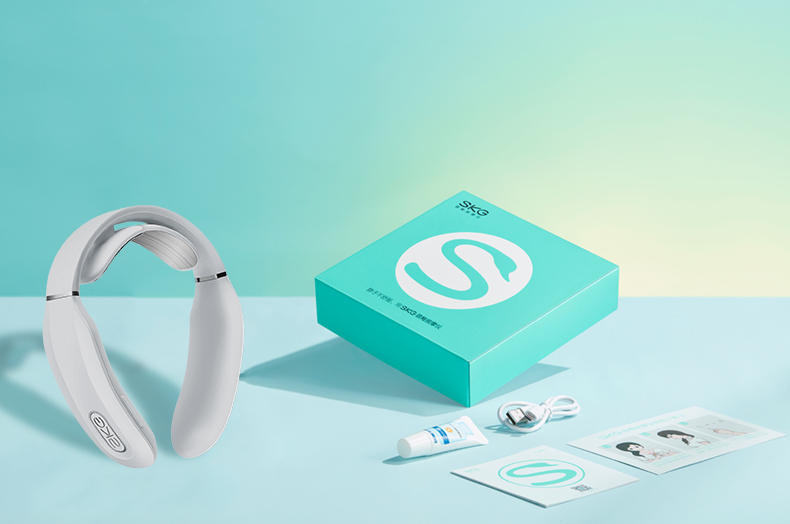 端午节礼物skgk3颈椎按摩器送礼佳品智能恒温脖子颈部按摩仪浅灰色