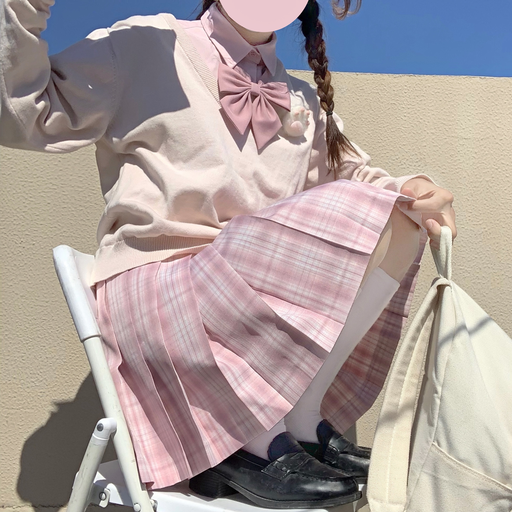 new lakeshindek jk制服s羽根纯色斜角学生领结西服水手服毛衣配饰