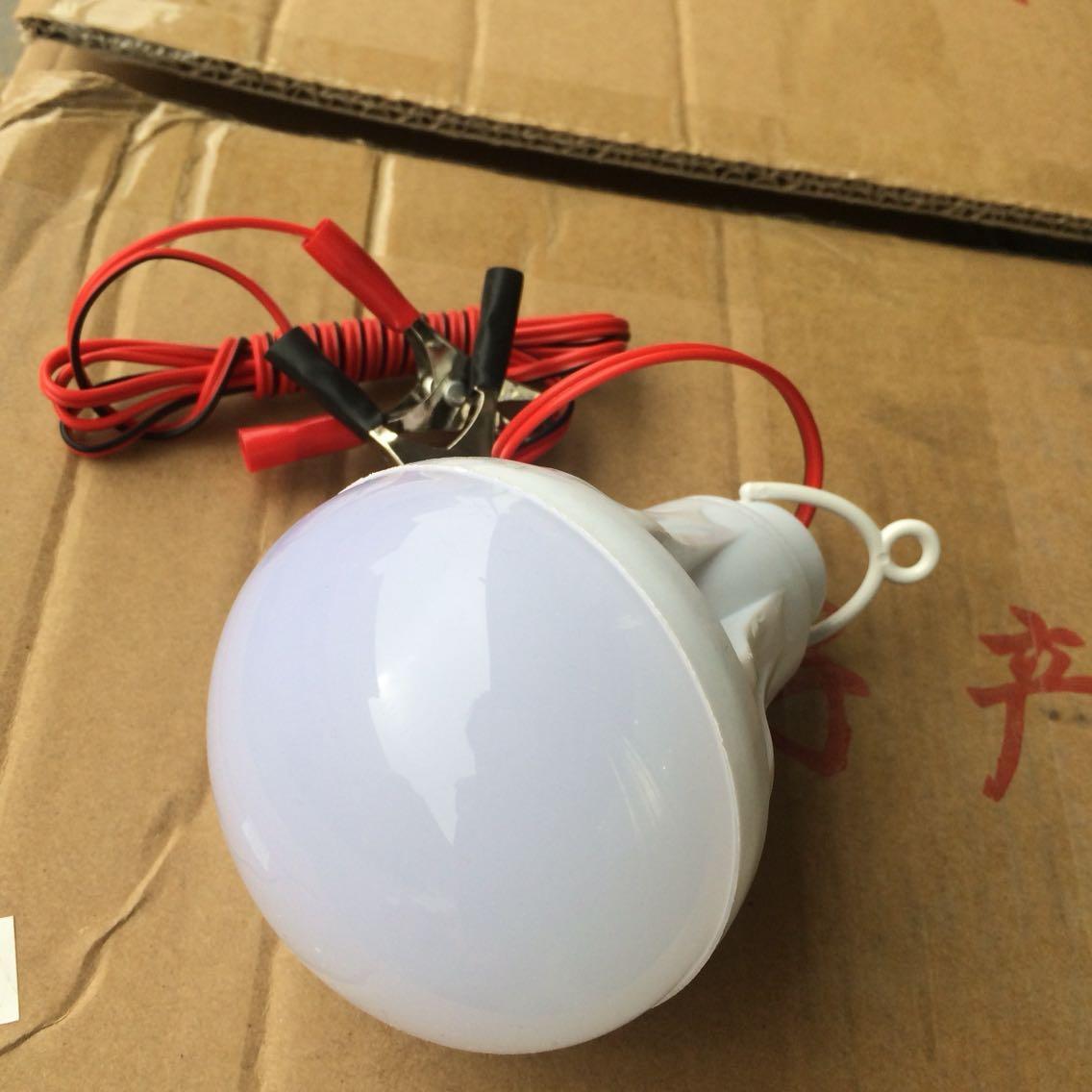 led12v球泡灯带3米线夹子停电应急夜市电瓶蓄电池灯泡超亮节能灯如图