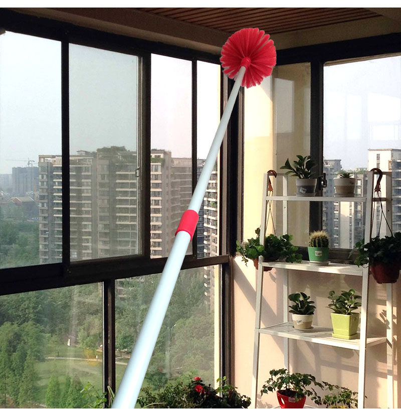 伸缩杆蜘蛛网刷防盗窗网刷圆形扫屋顶天花板打扫神器家用除尘掸子蜘蛛