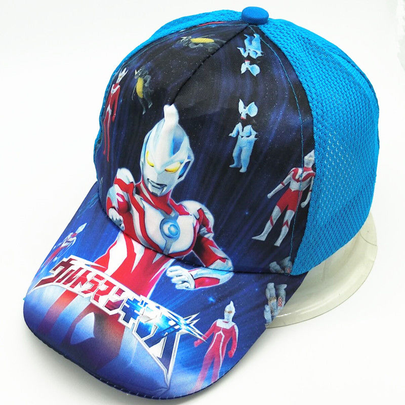 新款卡通网眼夏季儿童奥特曼帽子男童赛罗超人帽子防晒帽棒球帽遮蓝