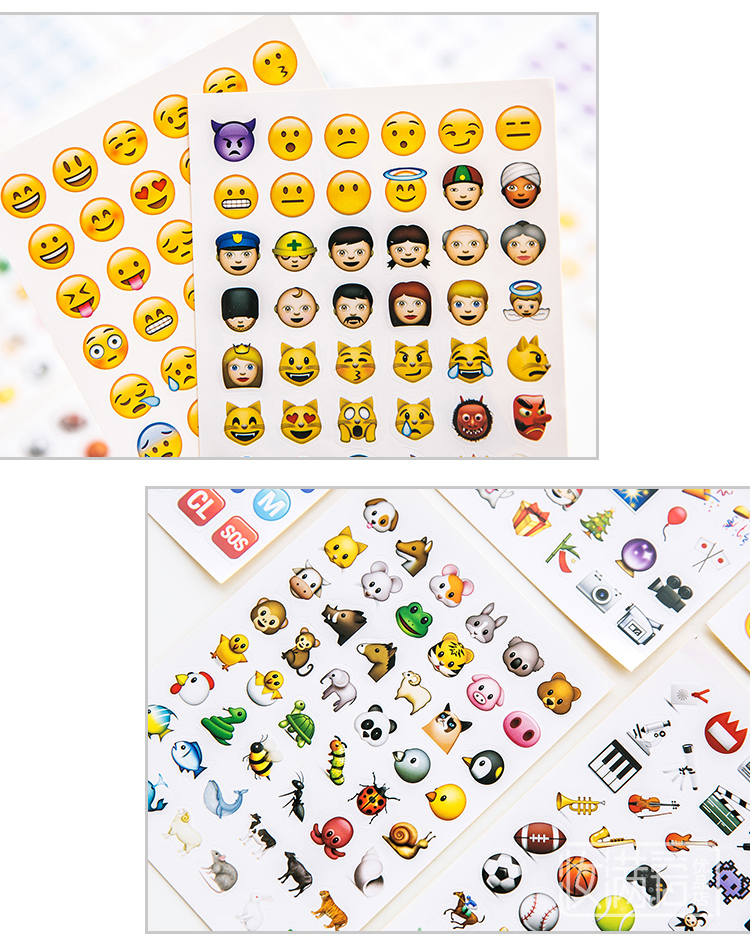 創意emoji微信表情包貼紙手賬日記本裝飾心情貼畫小可愛手帳本貼b款19