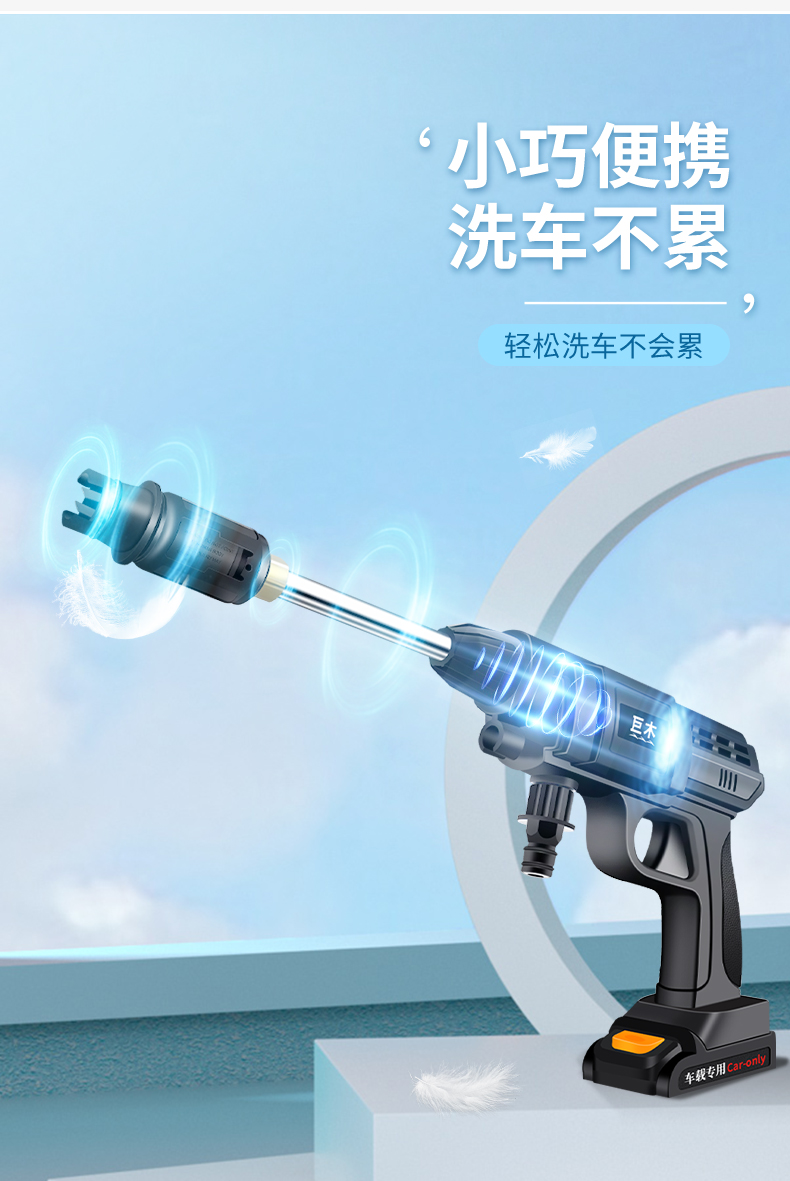 巨木洗车机车载便携式200w大功率高压洗车水枪电动自吸式冲车刷车神器