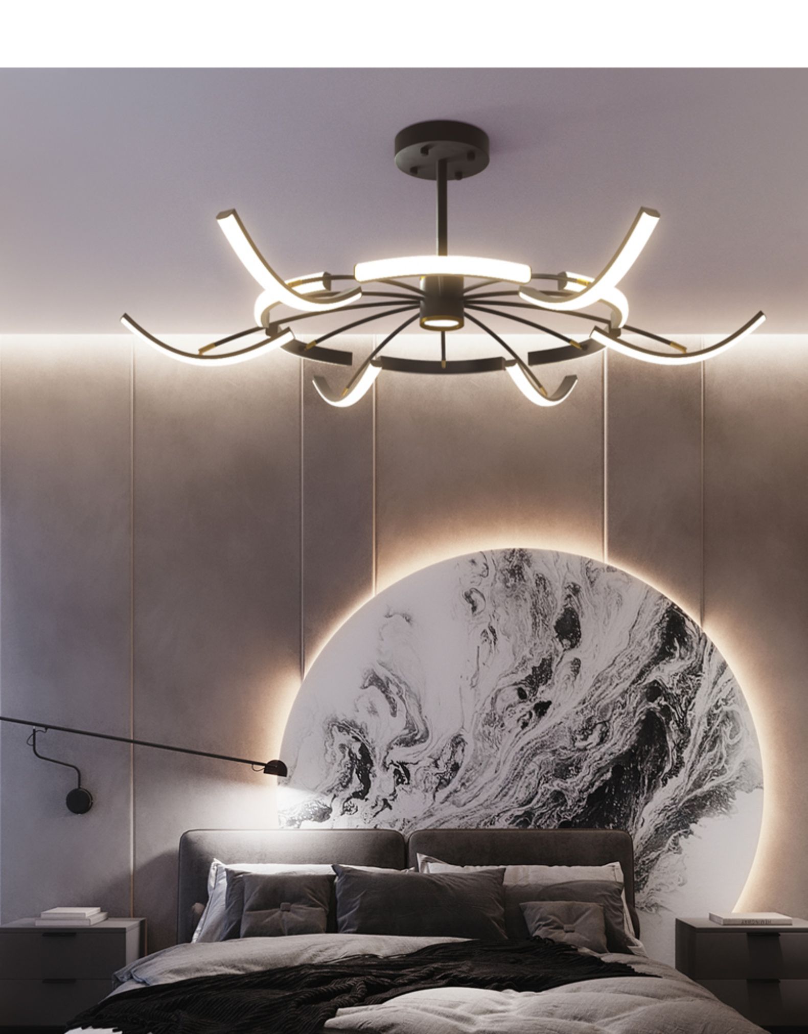 客厅灯2021年新款 简约现代大气个性创意轻奢北欧吊灯卧室led灯具简约